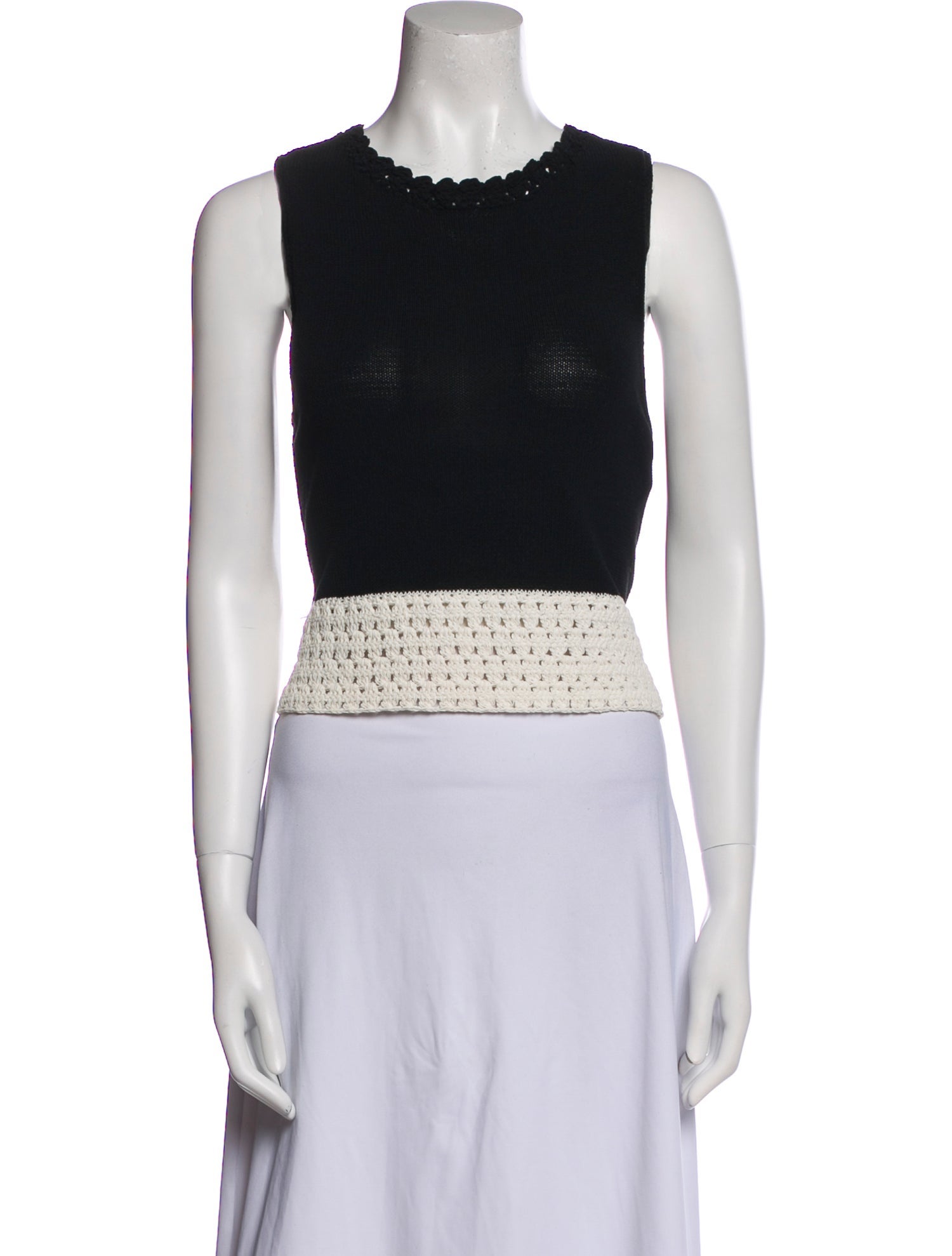 Alice + Olivia Crew Neck Sleeveless Crop Top